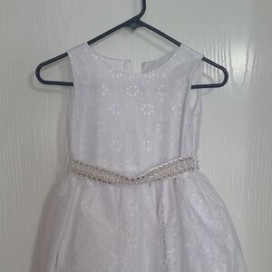 Elegant White Kids Dress with Pearl Accents